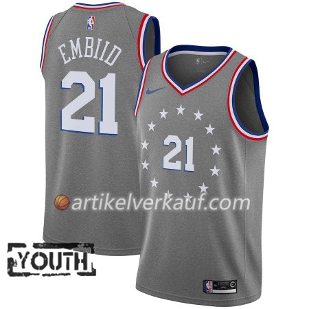 NBA Philadelphia 76ers Trikot Joel Embiid 21 2018-19 Nike City Edition Grau Swingman - Kinder
